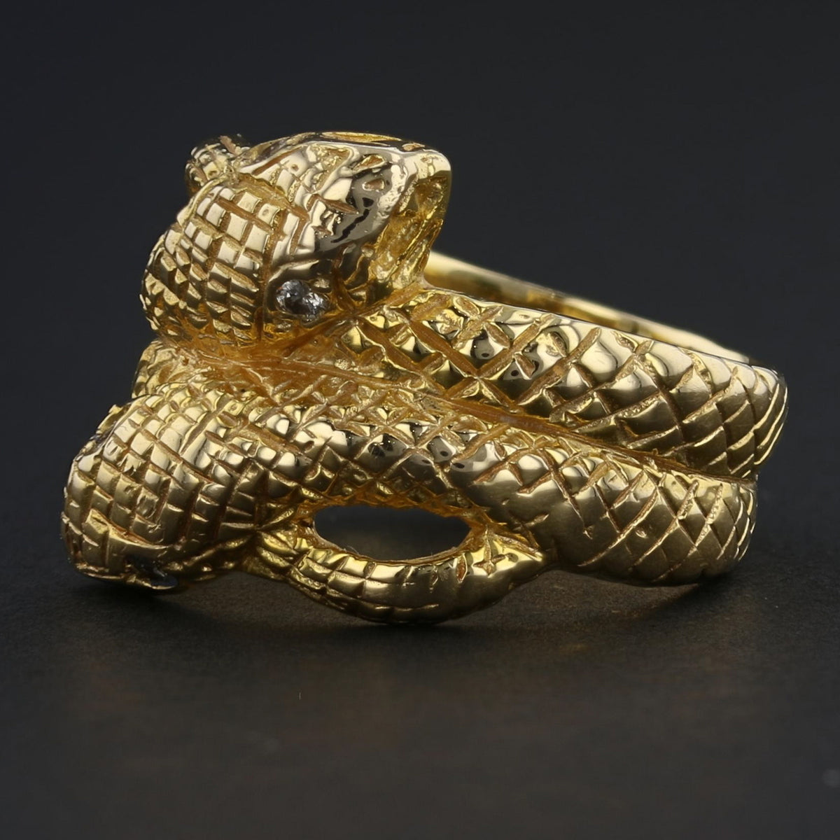 Vintage Snake Ring with Diamonds