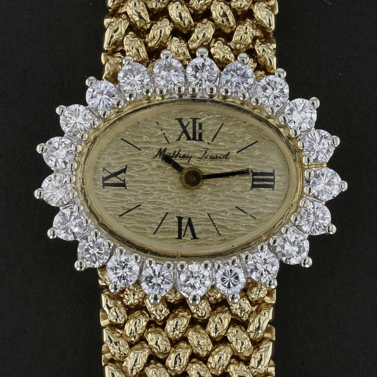 Vintage 14K Gold Mathey Tissot Diamond Watch