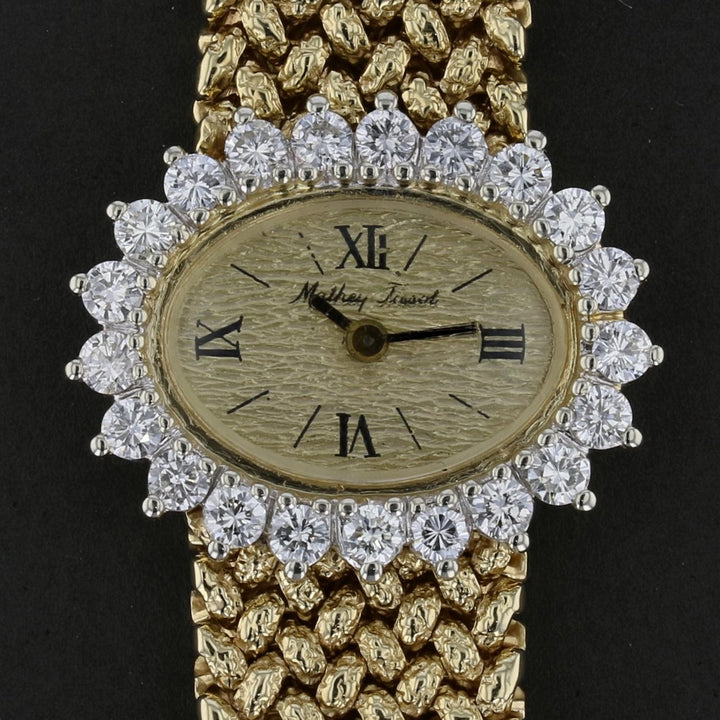 Vintage 14K Gold Mathey Tissot Diamond Watch