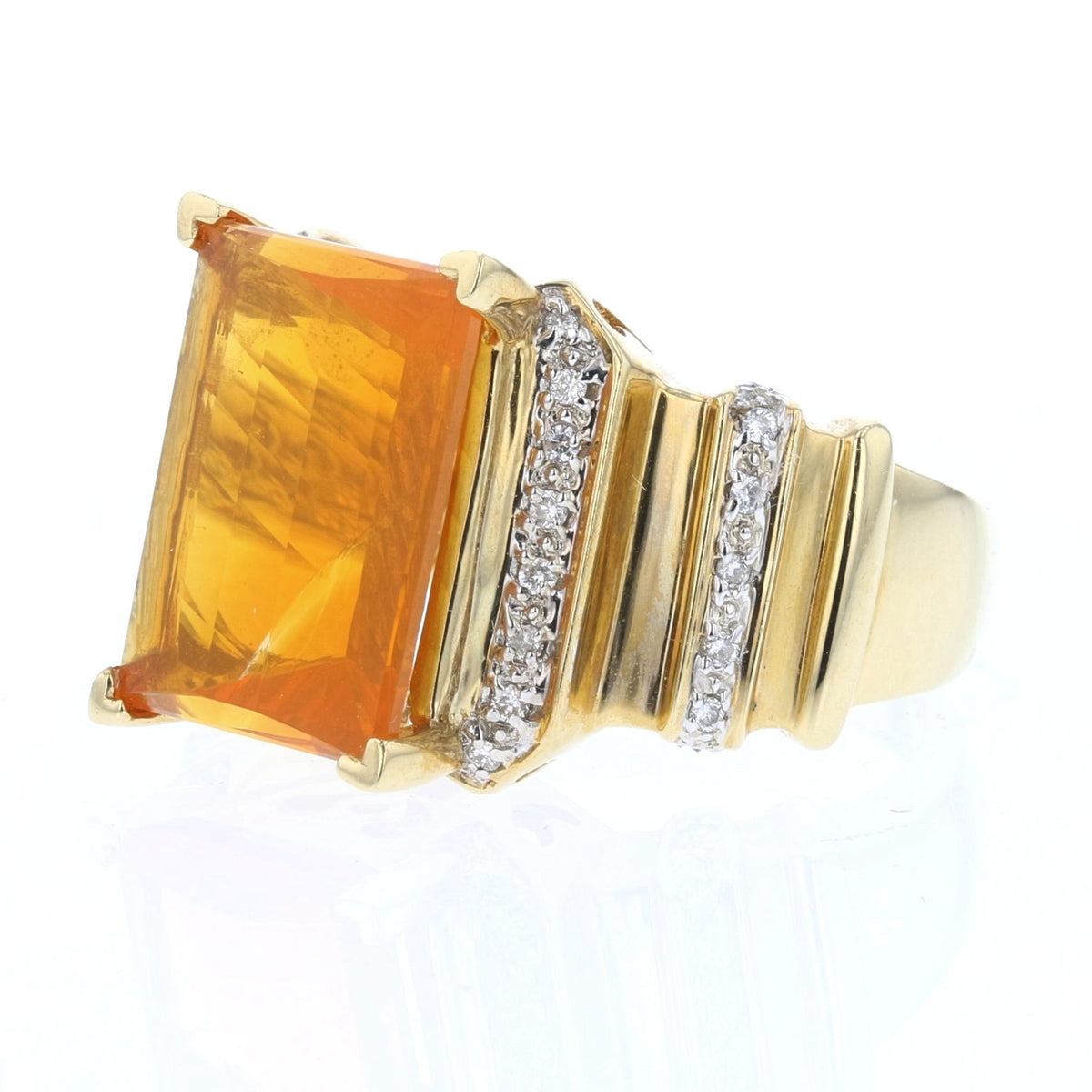 Vintage Brazilian Fire Opal and Diamond Ring