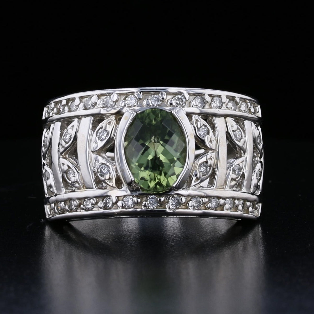 Green Amethyst Diamond Ring 893029