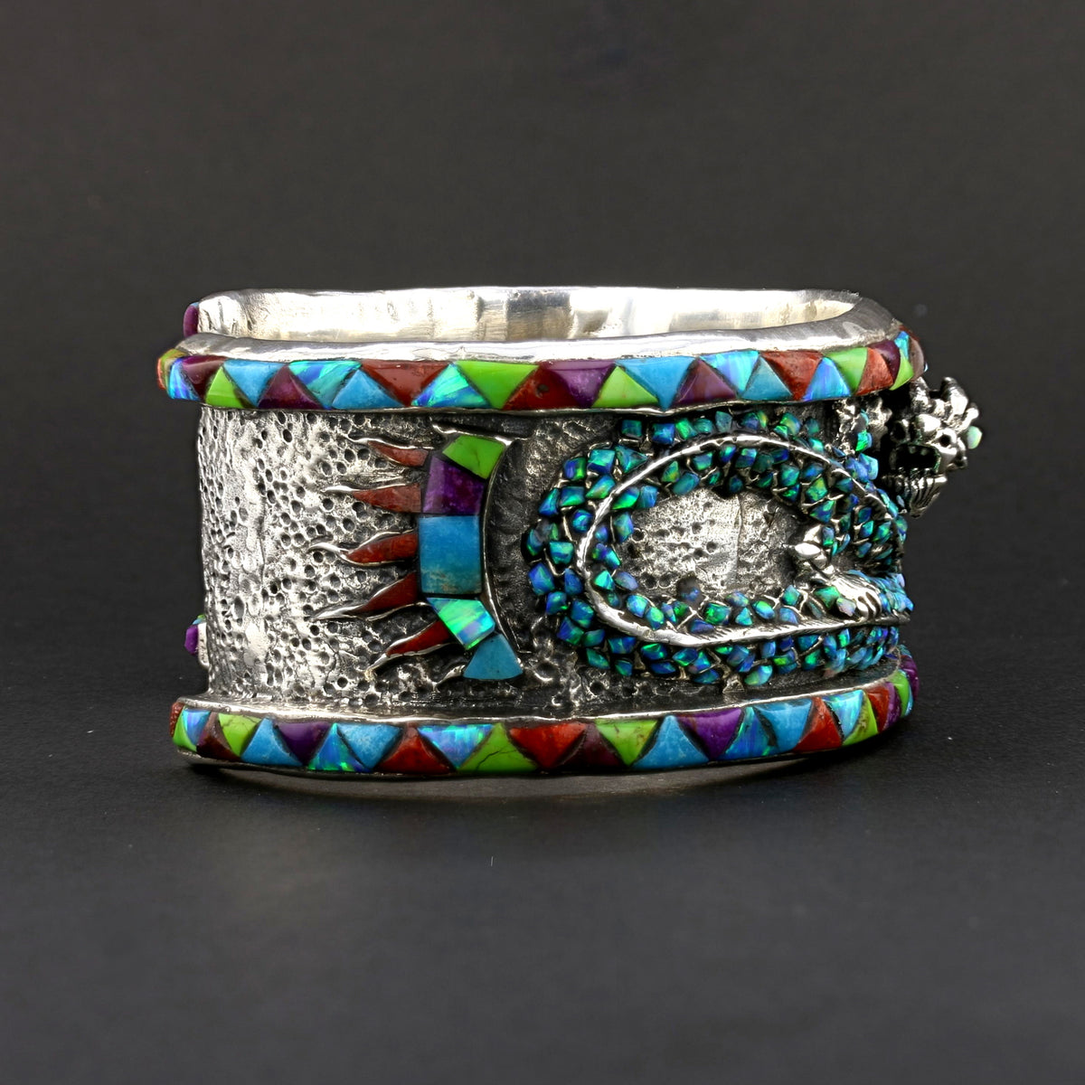 Silver Dragon Inlay Handmade Cuff