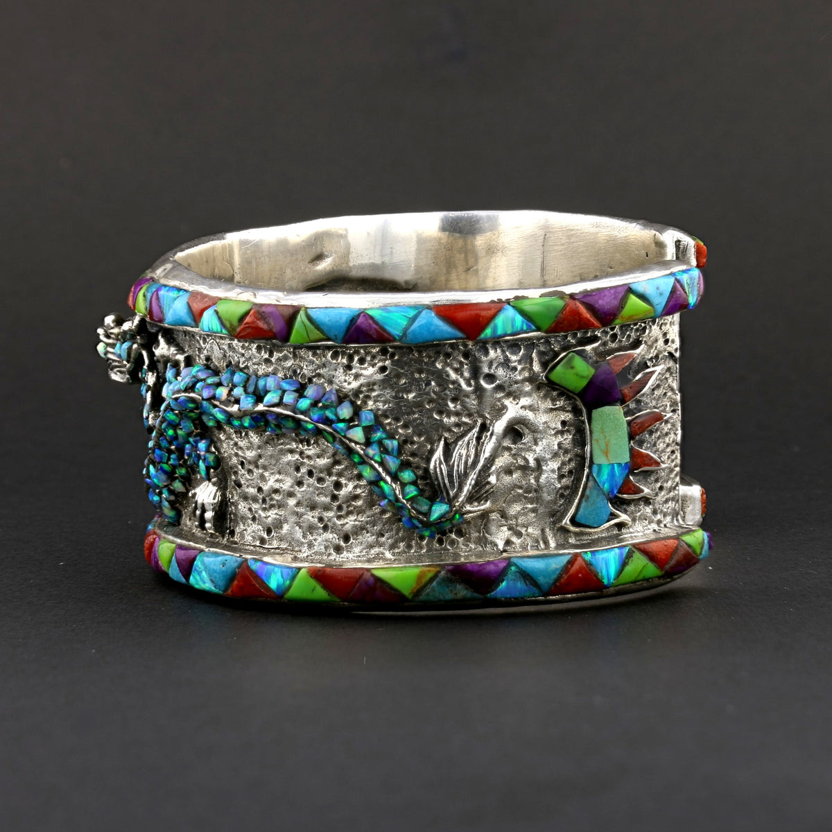 Silver Dragon Inlay Handmade Cuff