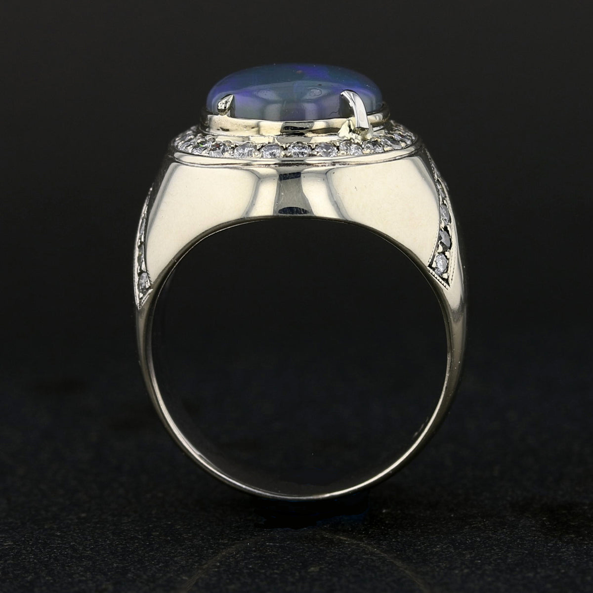 Vintage Black Opal and Diamond Ring