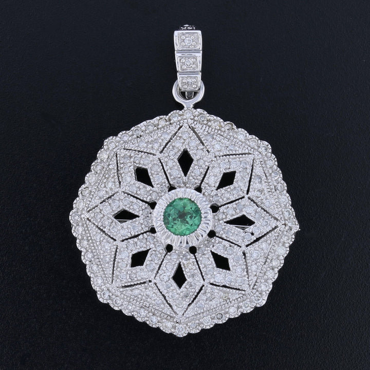 Natural Alexandrite Diamond Pendant White Gold