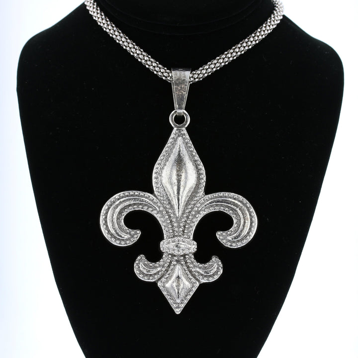 Handmade XXL Sterling Silver Fleur-de-Lis Pendant – 5" Statement Piece