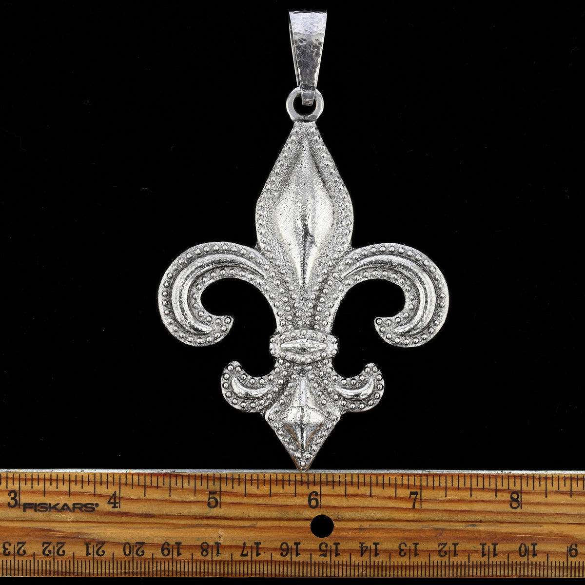 Handmade XXL Sterling Silver Fleur-de-Lis Pendant – 5" Statement Piece