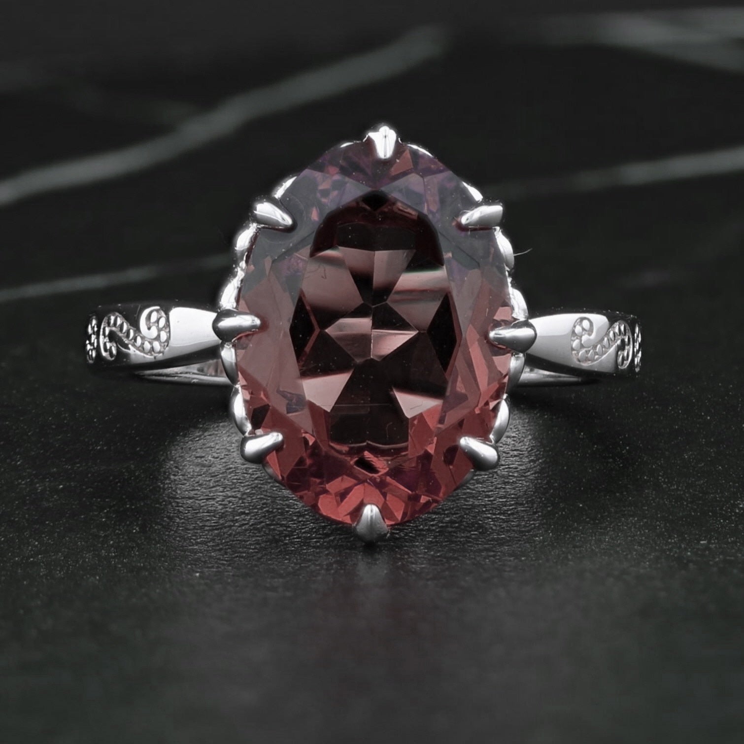 VooDooStone Ring with Fleur De Lis Prongs Ring - David's Antiques & Jewelry