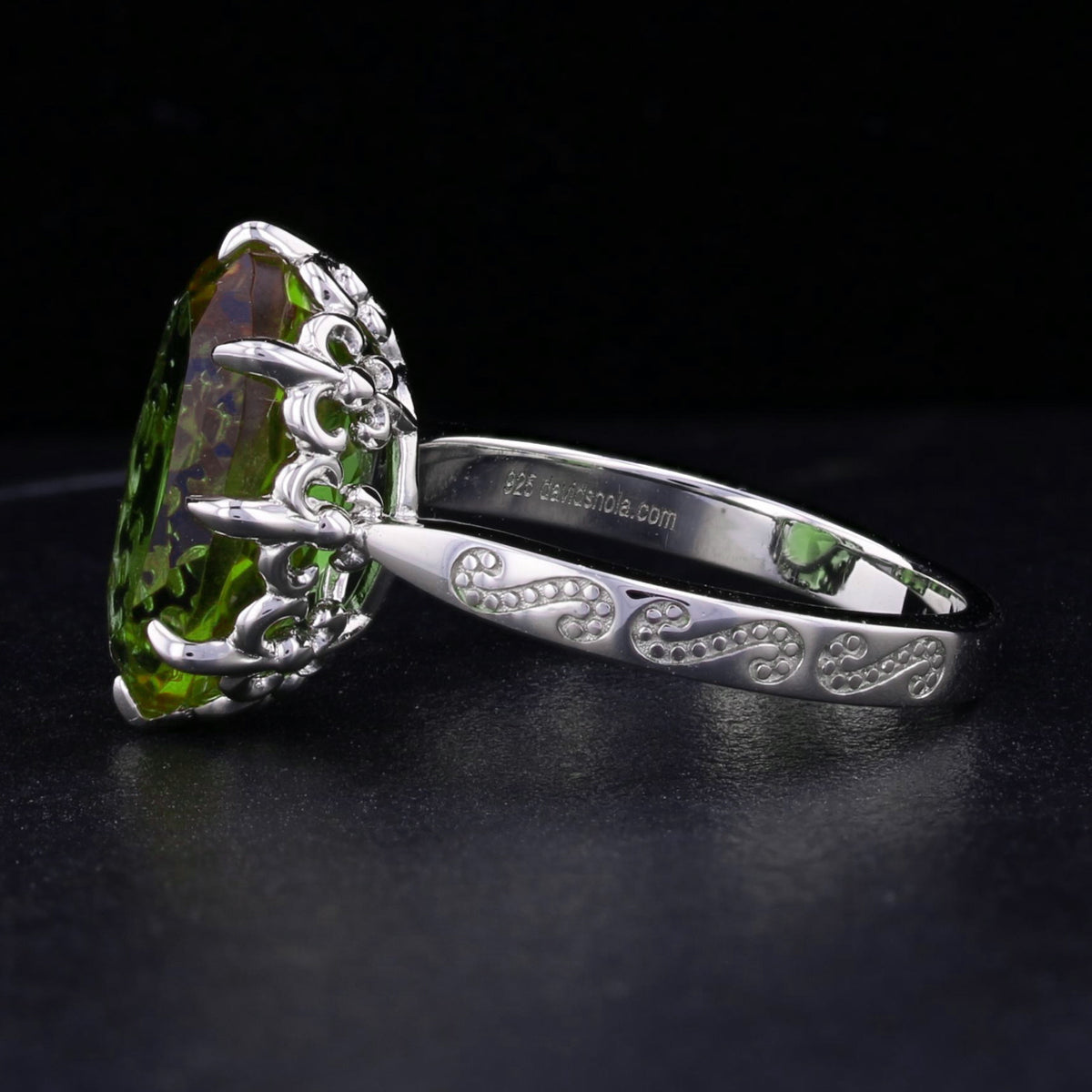 VooDooStone Ring with Fleur De Lis Prongs Ring