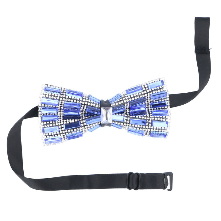 Large Blue and Silver Crystal Glam Bow Tie