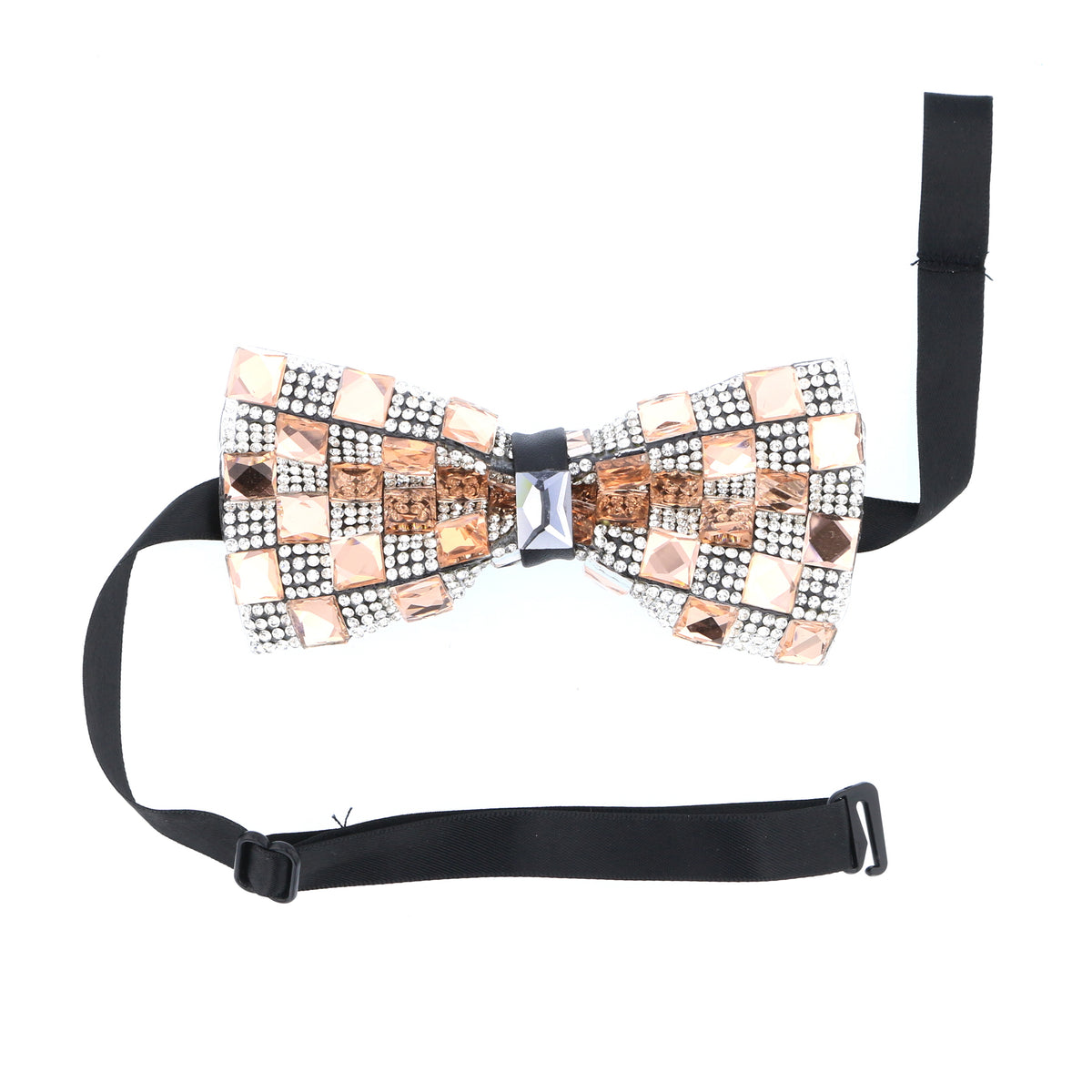 Dazzling Rose Gold and Silver Glam Crystal Bow Tie