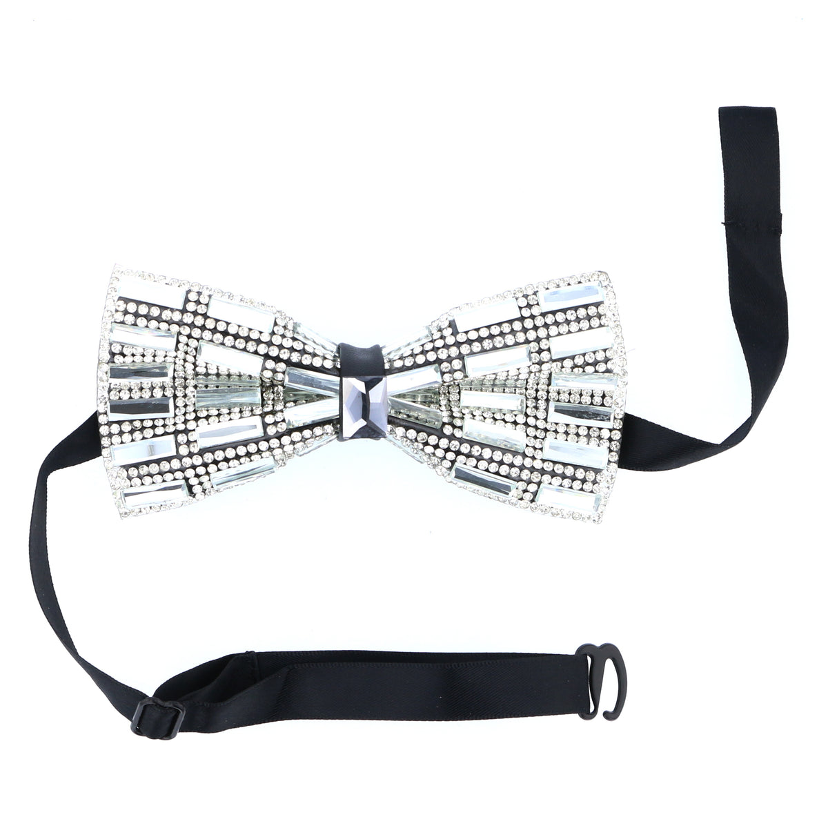 Elegant Silver Crystal Bow Tie