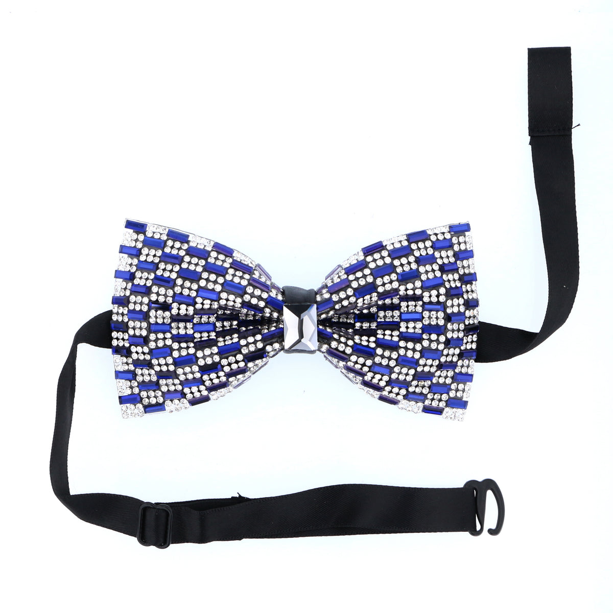 Blue and Silver Crystal Glam Bow Tie