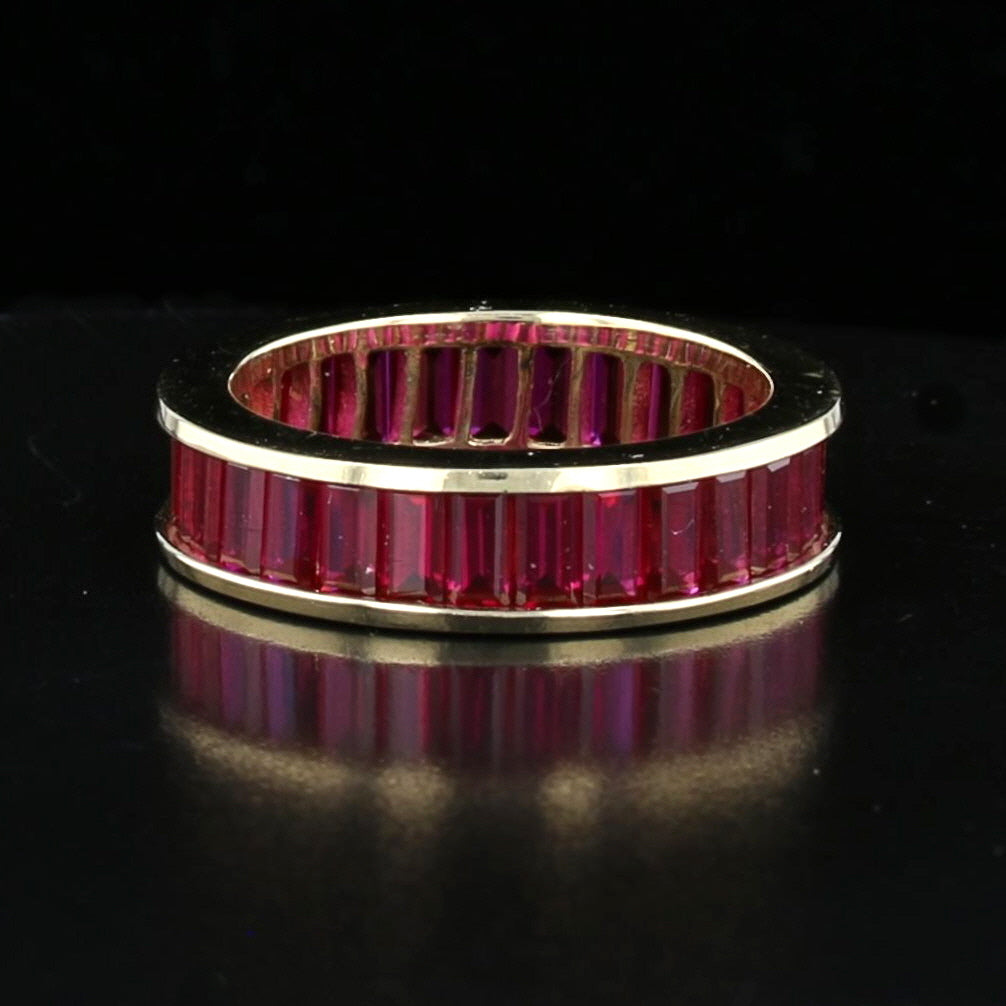 Vintage Gold Ruby Baguette Band