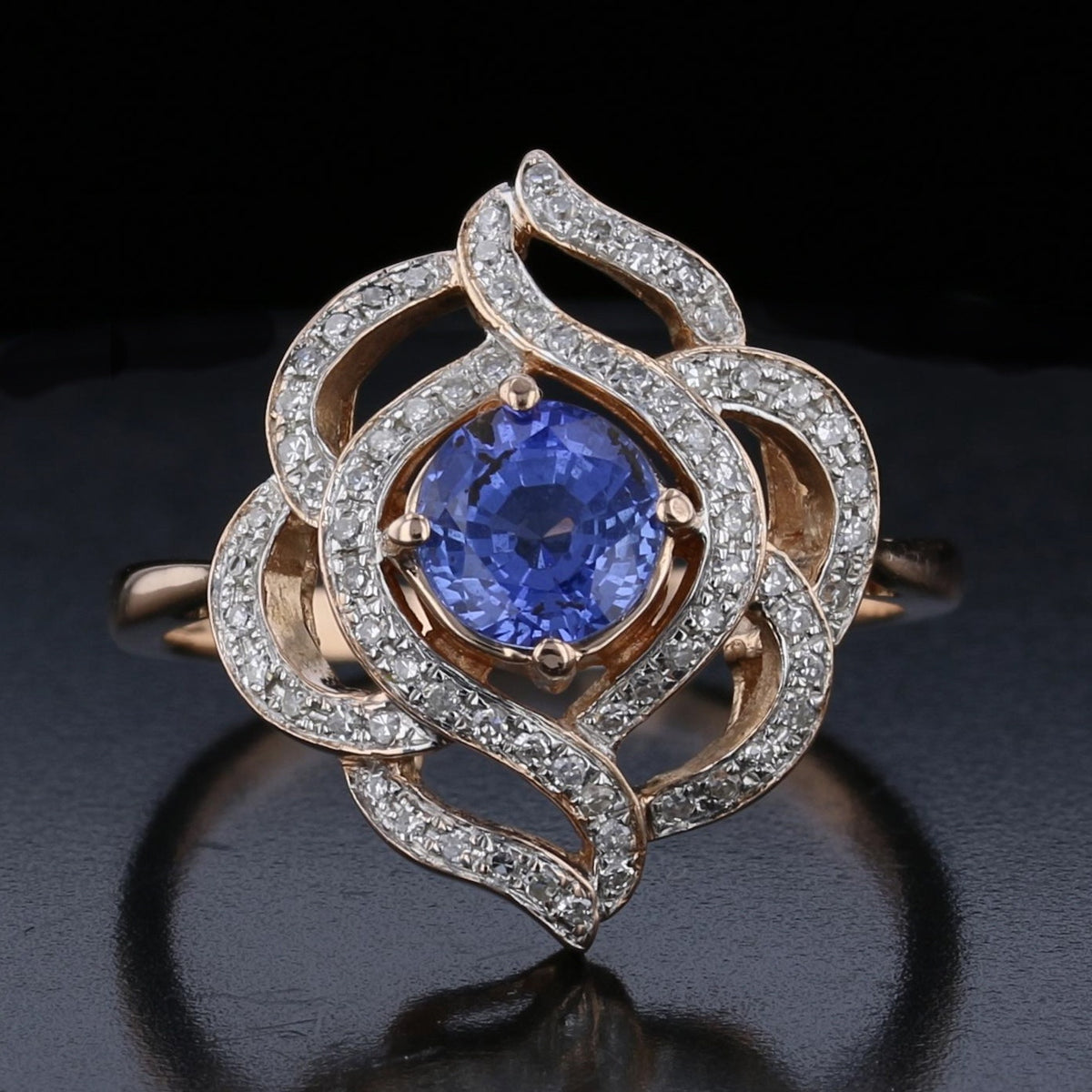 Vintage Ceylon Sapphire & Diamond Ring