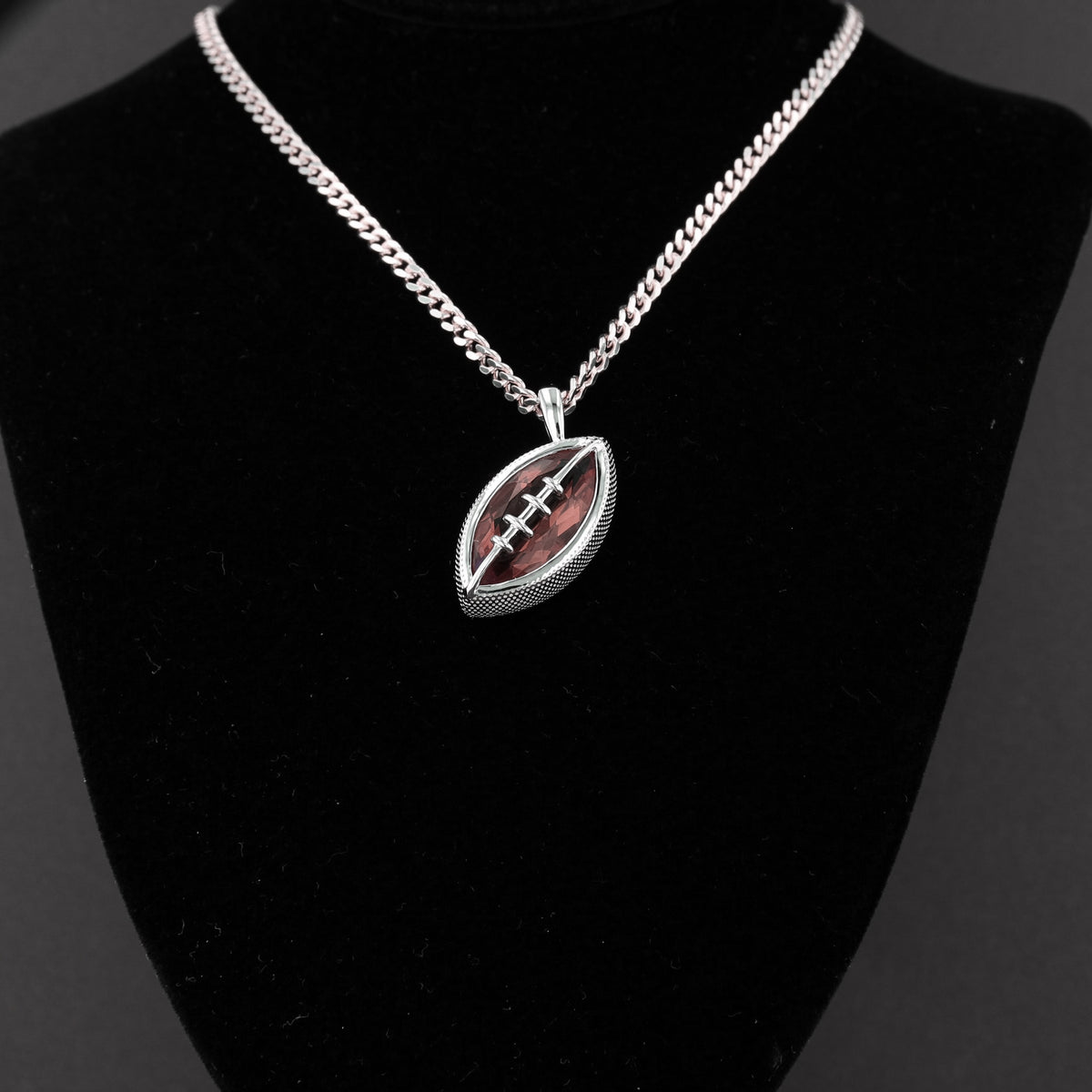 VooDooStone Football Pendant in Sterling Silver