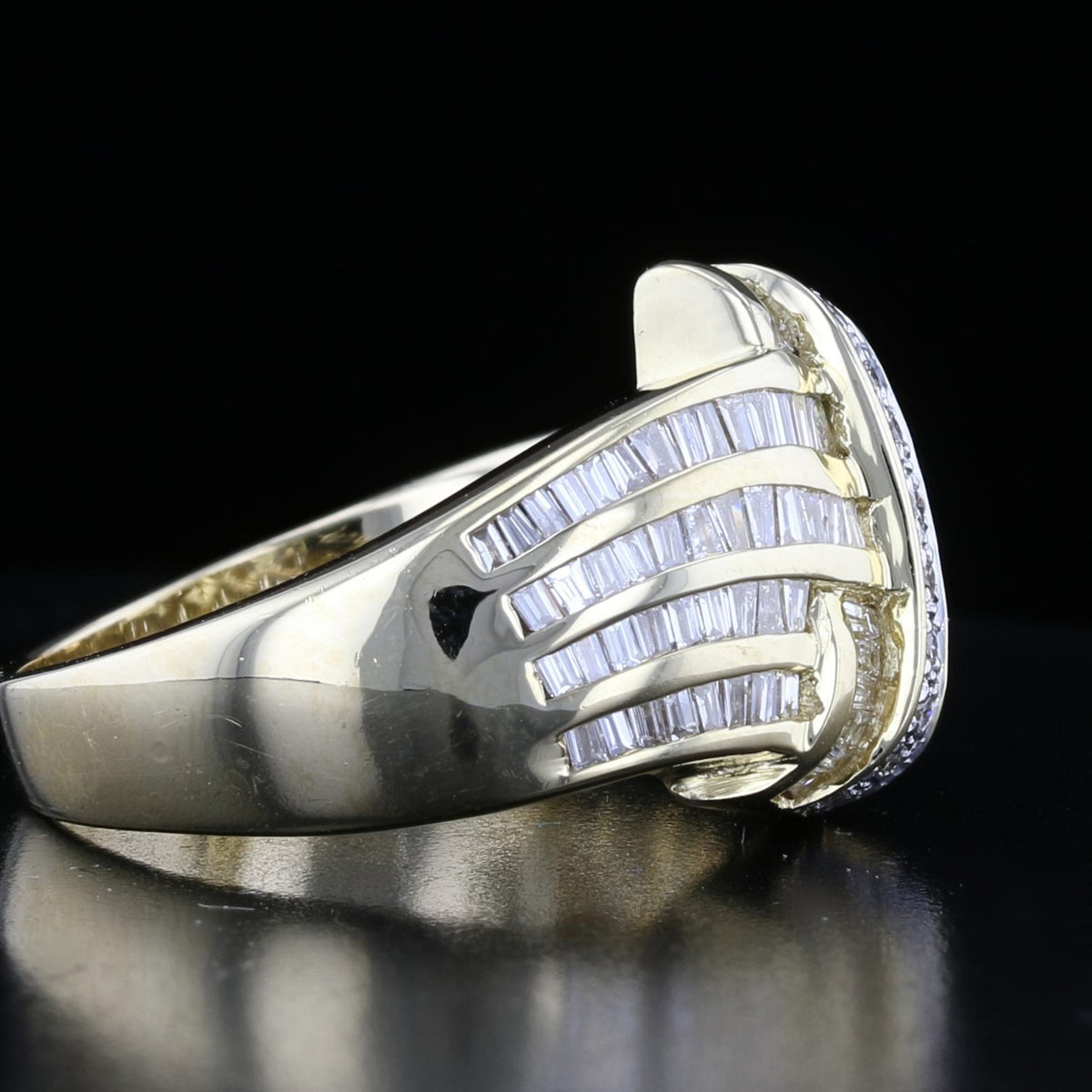 Vintage Baguette & Round Diamond Swirl Ring
