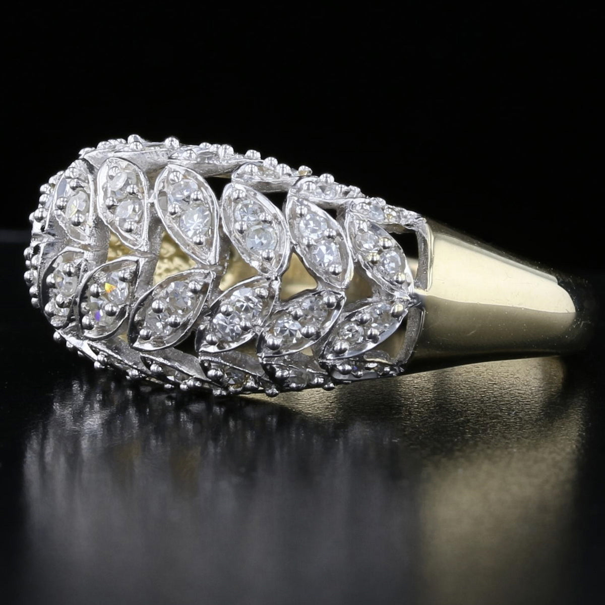 Vintage Diamond Leaf Motif Ring