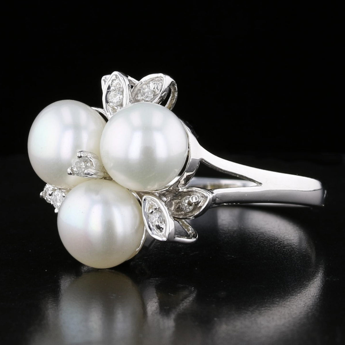 Vintage Akoya Pearl & Diamond Ring