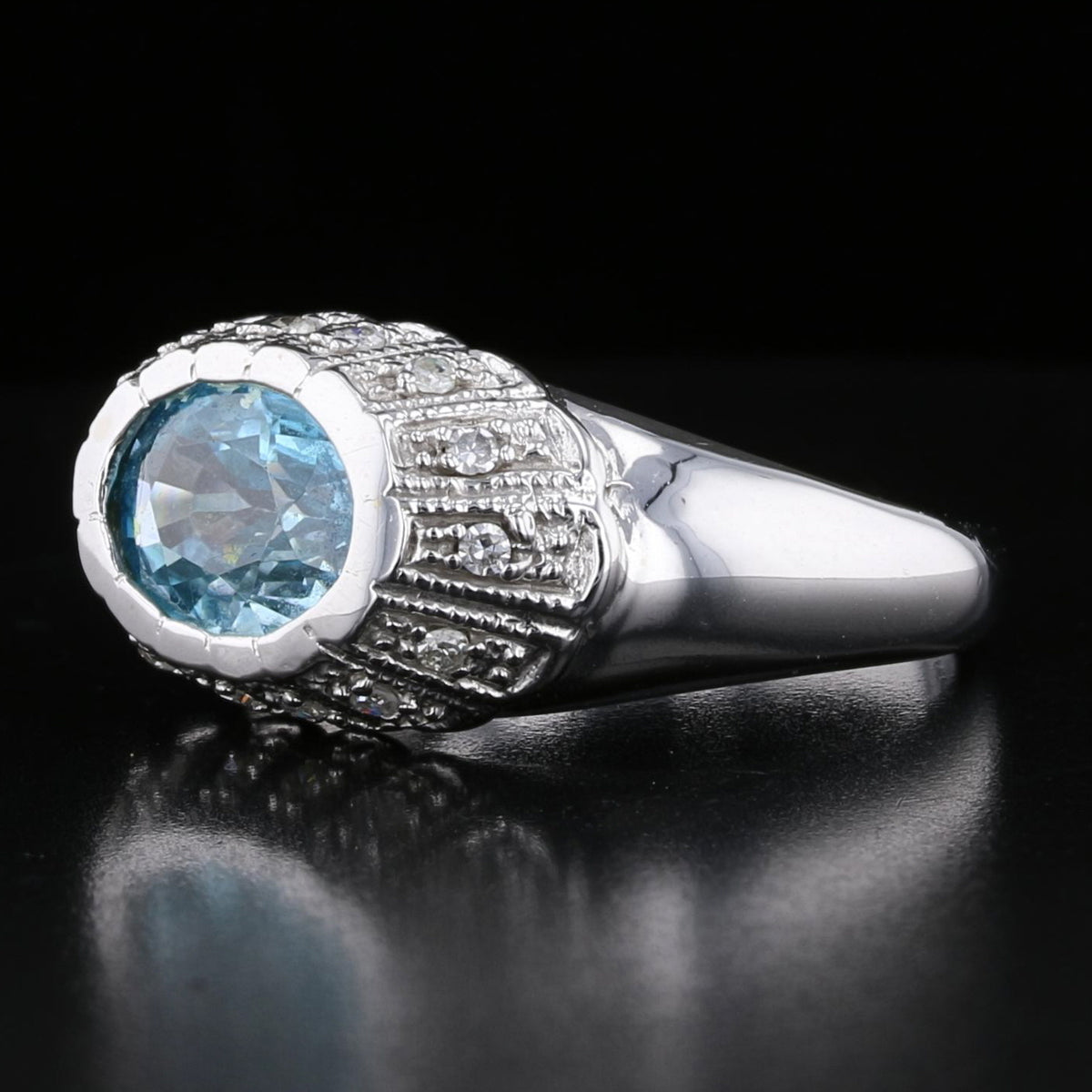 Vintage Blue Topaz Diamond Ring