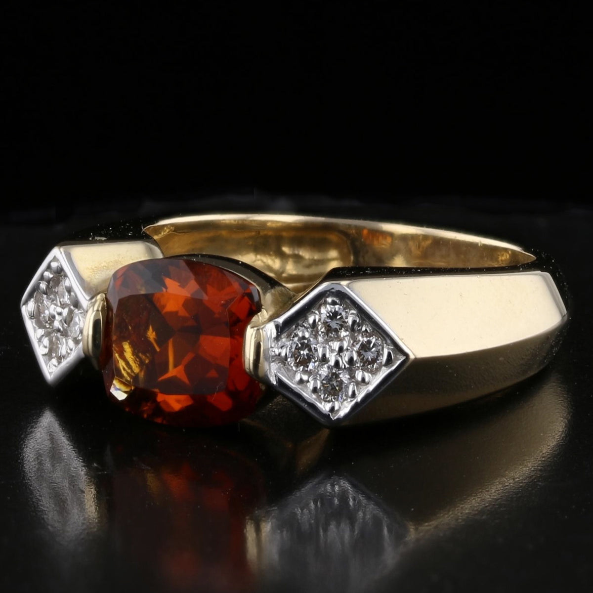 Golden Citrine & Diamond Ring