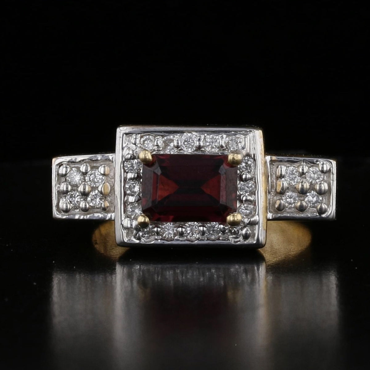 Vintage Red Tourmaline & Diamond Ring