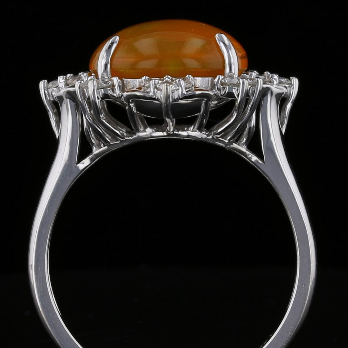 Vintage Fire Opal and Diamond Ring
