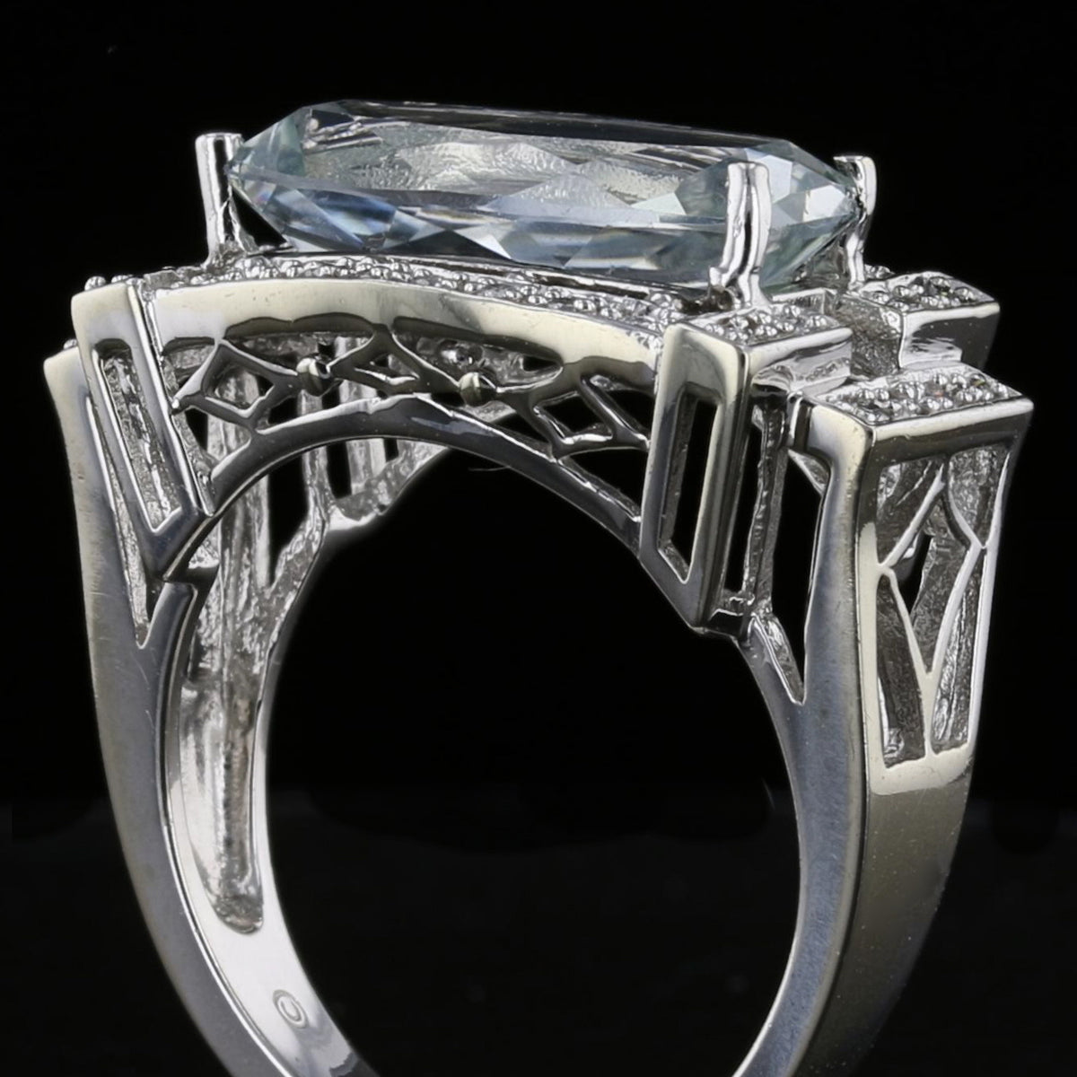 Vintage Green Topaz & Diamond Ring