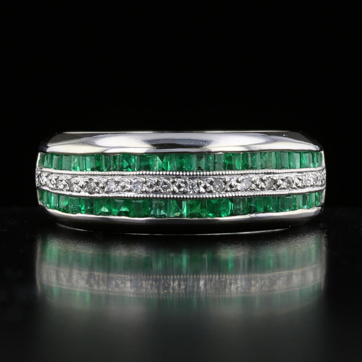 Vintage Emerald and Diamond Band
