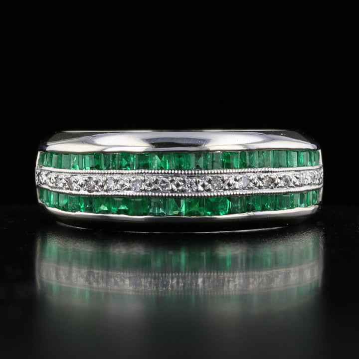 Vintage Emerald and Diamond Band