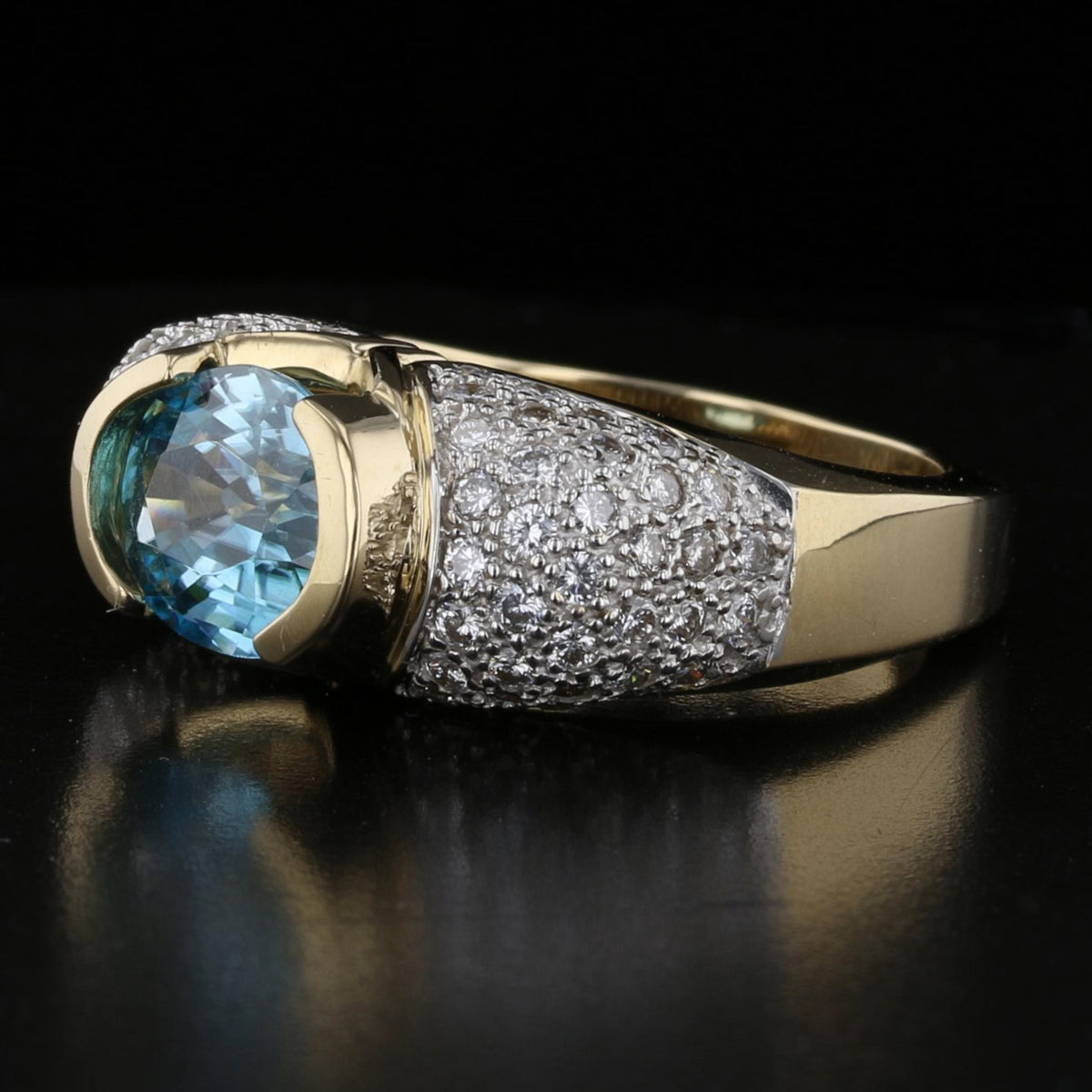 Blue Topaz Diamond Ring