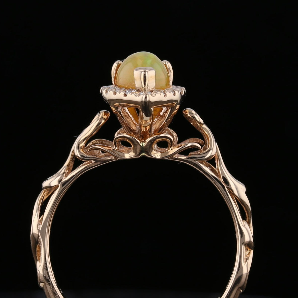 Opal and Diamond Halo Ring