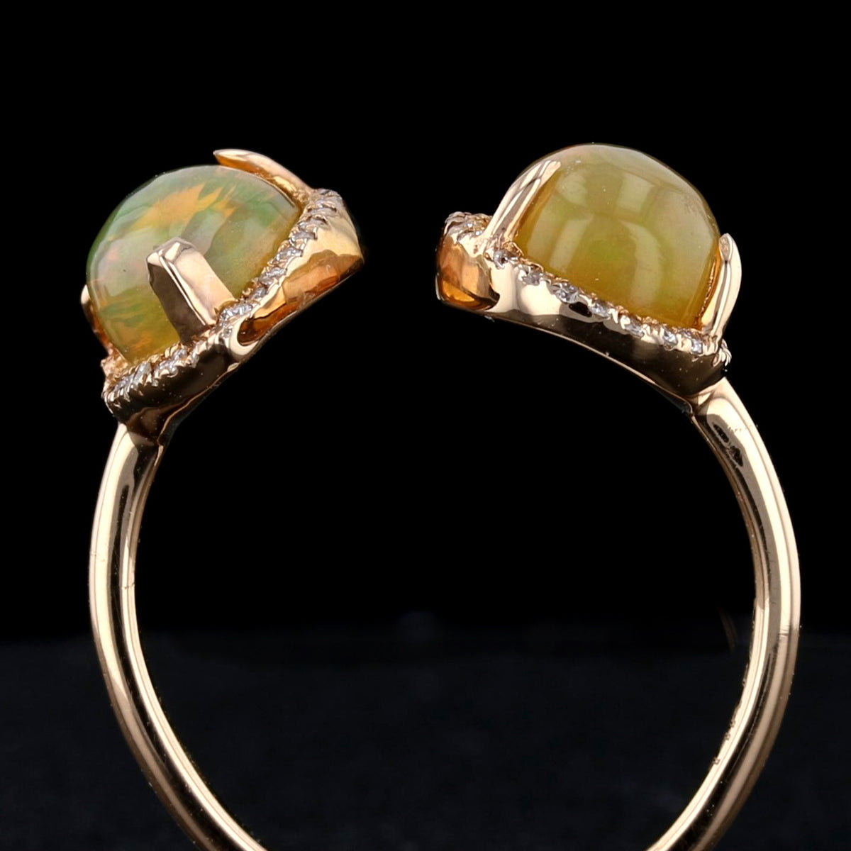 Double Pear Opal and Diamond Ring