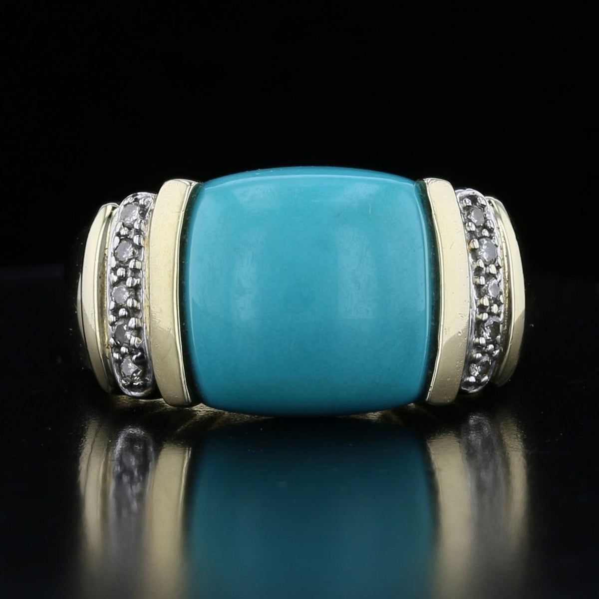 Vintage Persian Turquoise and Diamond Ring