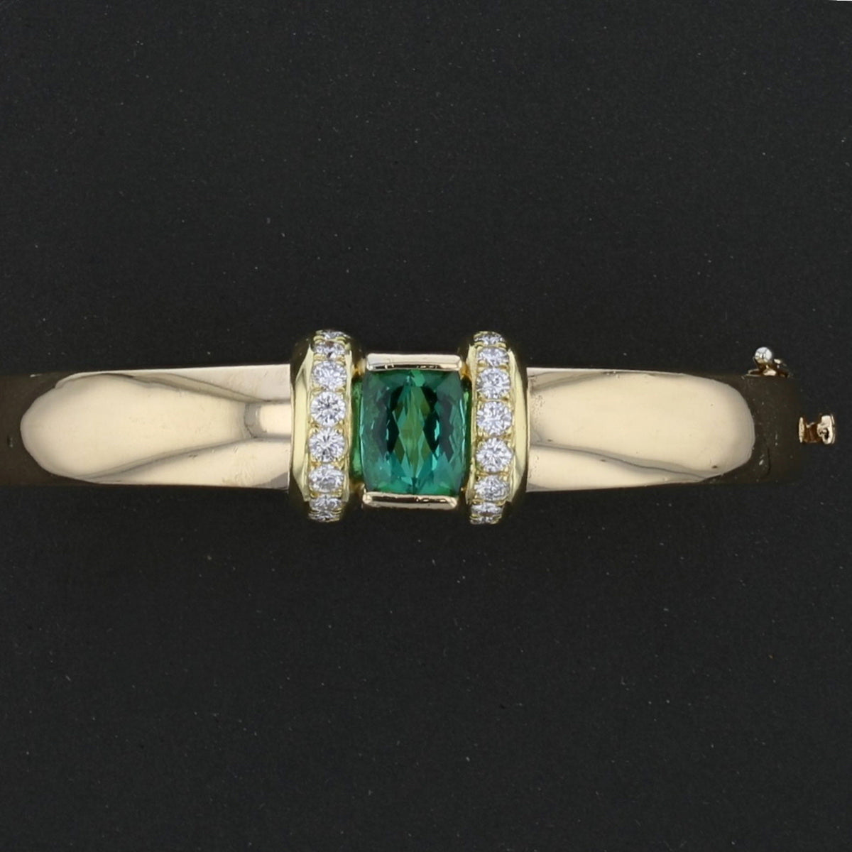 Chrysoprase Diamond Bangle