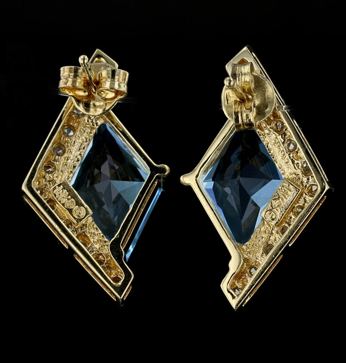 Swiss BlueTopaz Diamond Earrings