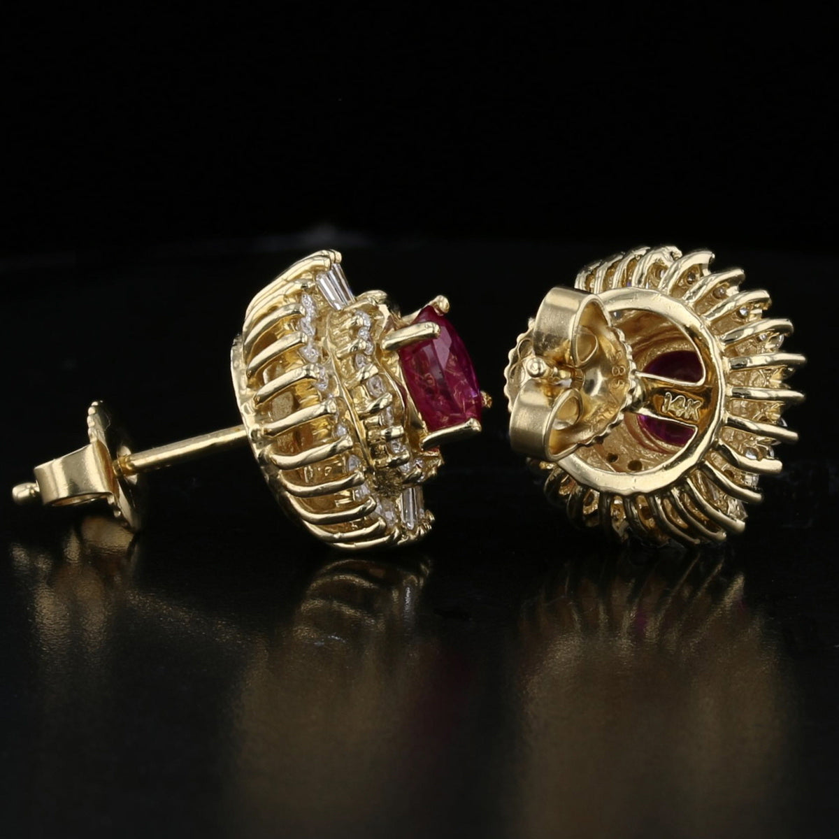 Vintage Ruby Diamond Studs