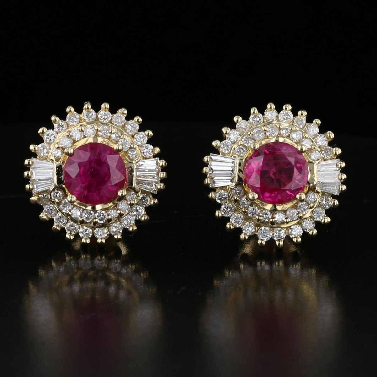 Vintage Ruby Diamond Studs