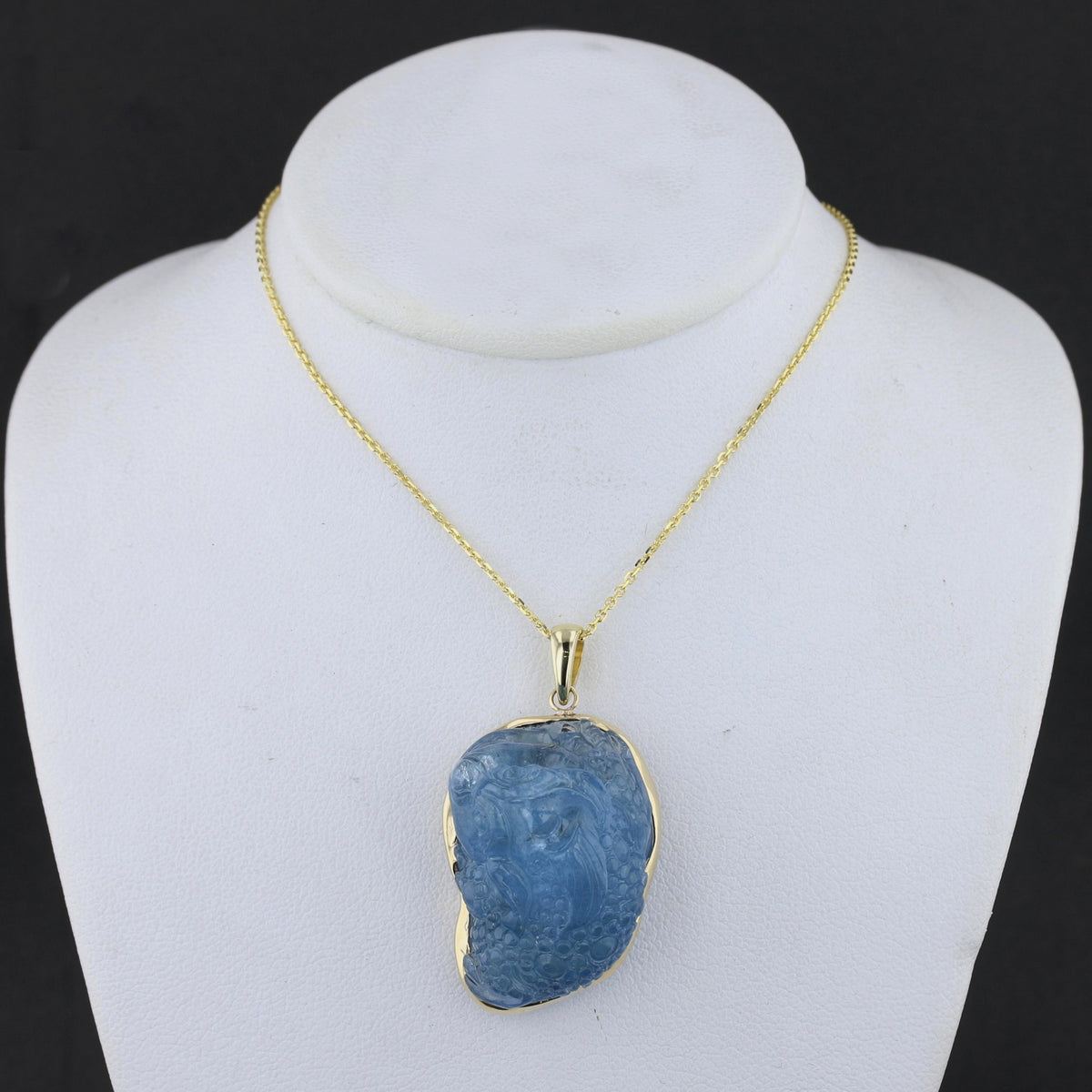 Carved Aquamarine Pendant