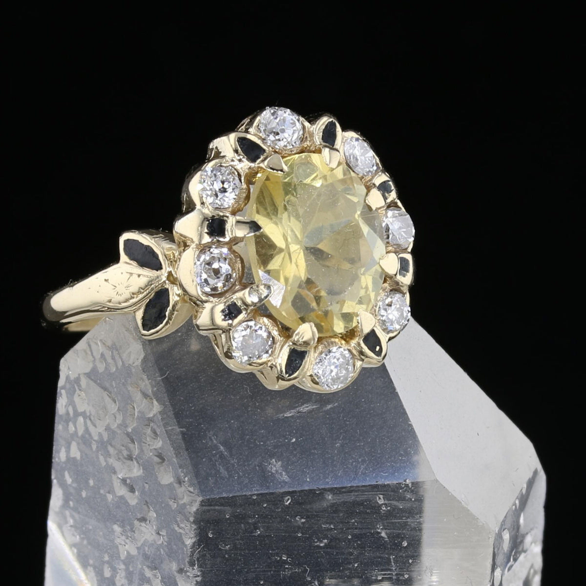 Vintage 14K Yellow Gold Citrine & Diamond Halo Ring – 2.6ct Oval Citrine