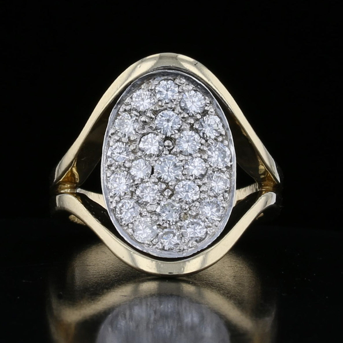 Vintage Oval Gold Diamond Cluster Ring