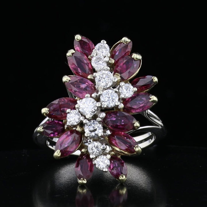 Vintage Ruby & Diamond Marquise Cocktail Ring