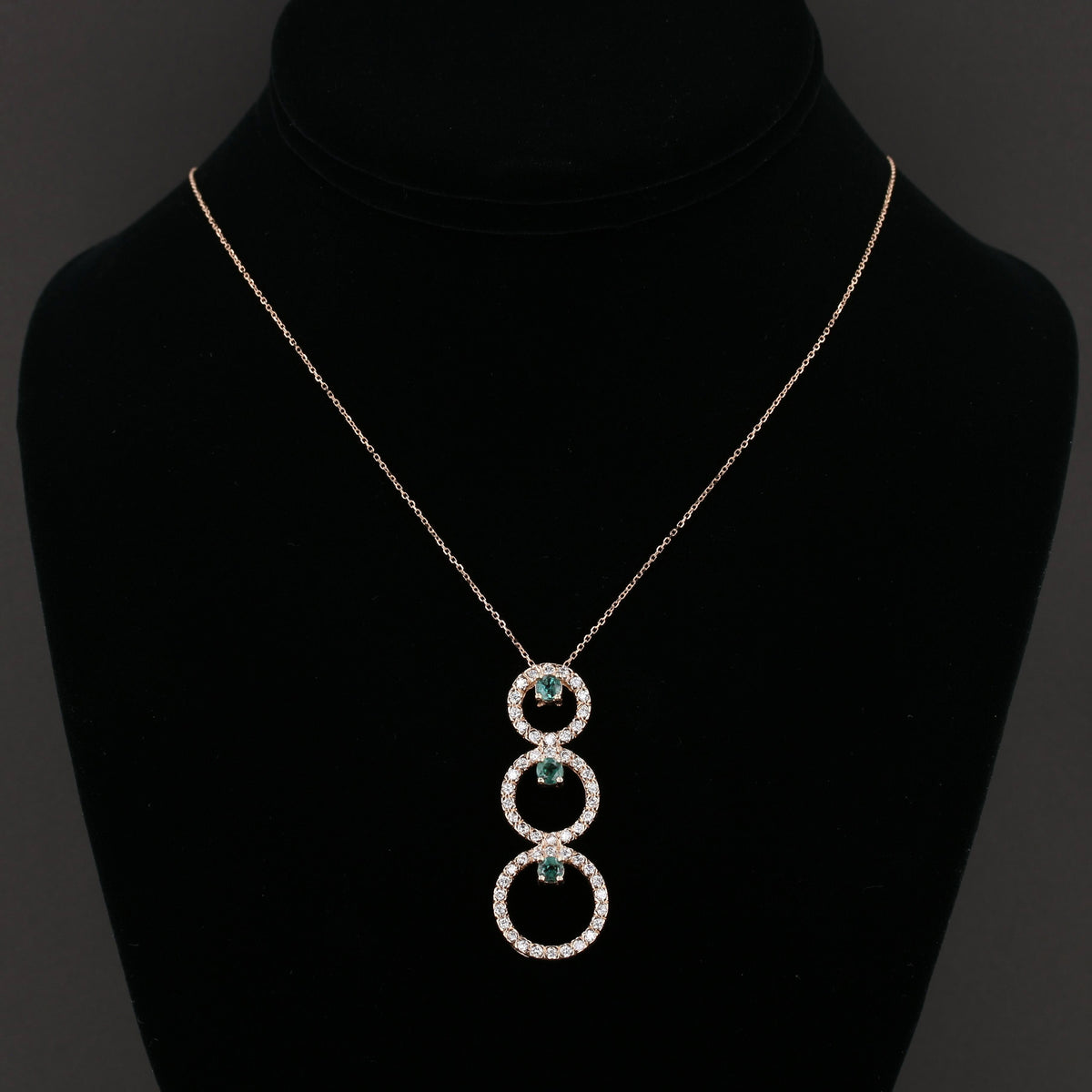 Alexandrite & Diamond Triple Halo Necklace