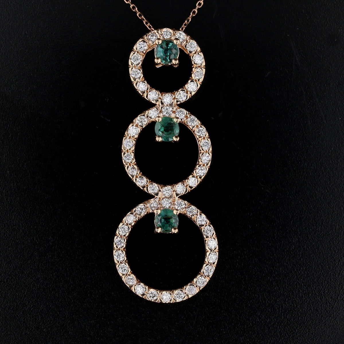 Alexandrite & Diamond Triple Halo Necklace