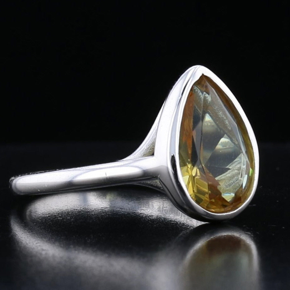 Sterling Silver Bezel VooDooStone Pear Shape Ring - David's Antiques & Jewelry