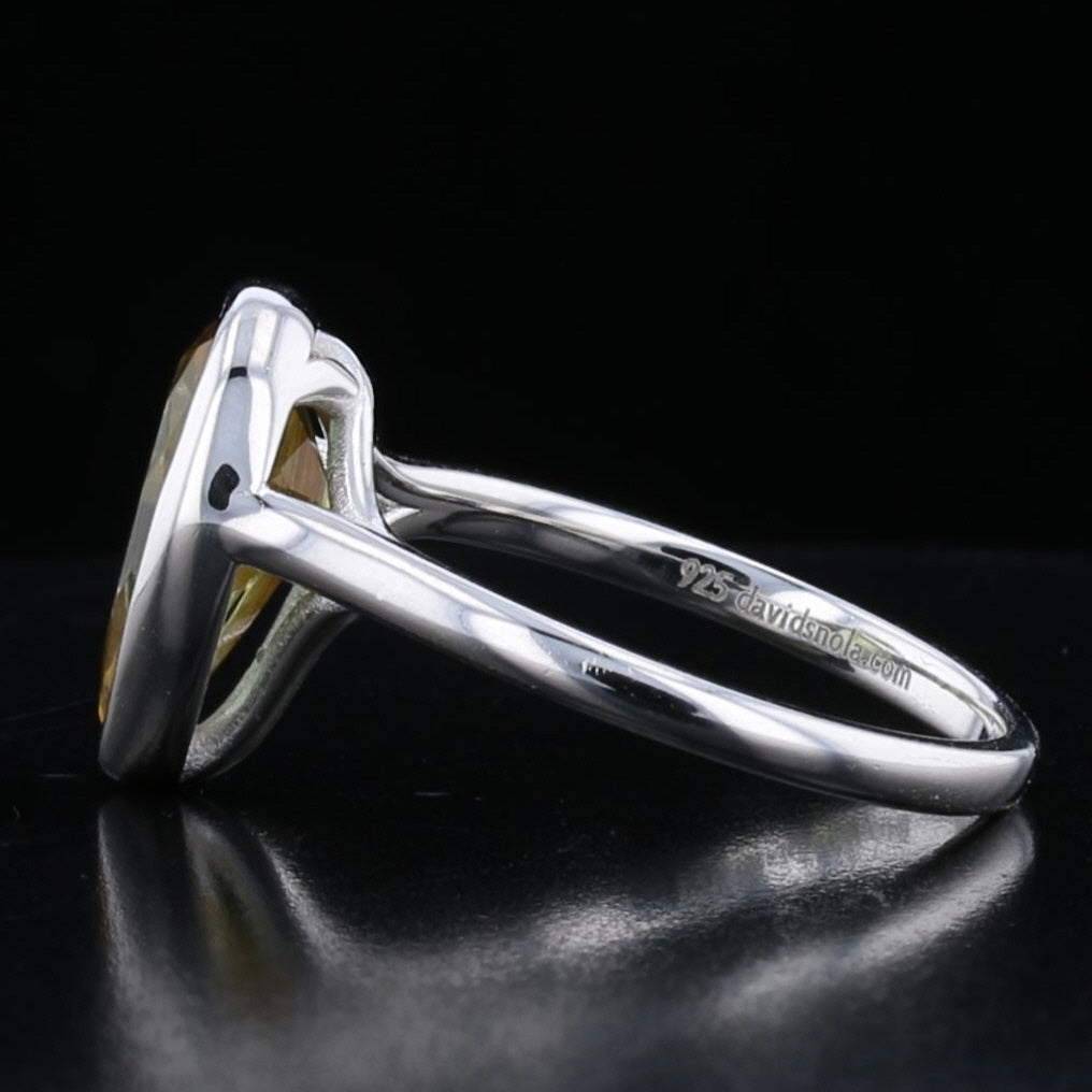 Sterling Silver Bezel VooDooStone Pear Shape Ring