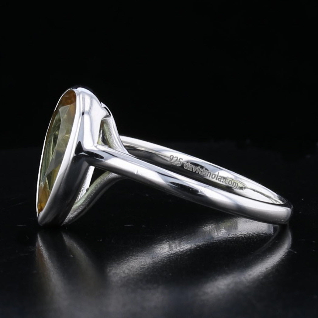 Sterling Silver Bezel VooDooStone Pear Shape Ring - David's Antiques & Jewelry