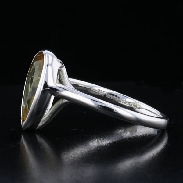 Sterling Silver Bezel VooDooStone Pear Shape Ring