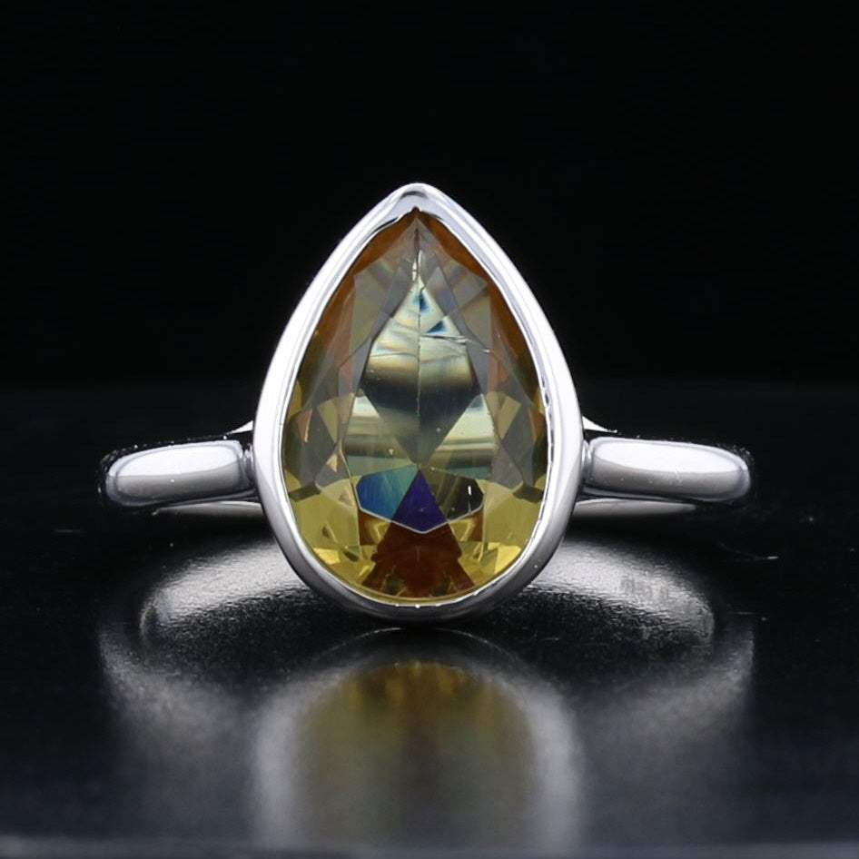 Sterling Silver Bezel VooDooStone Pear Shape Ring - David's Antiques & Jewelry