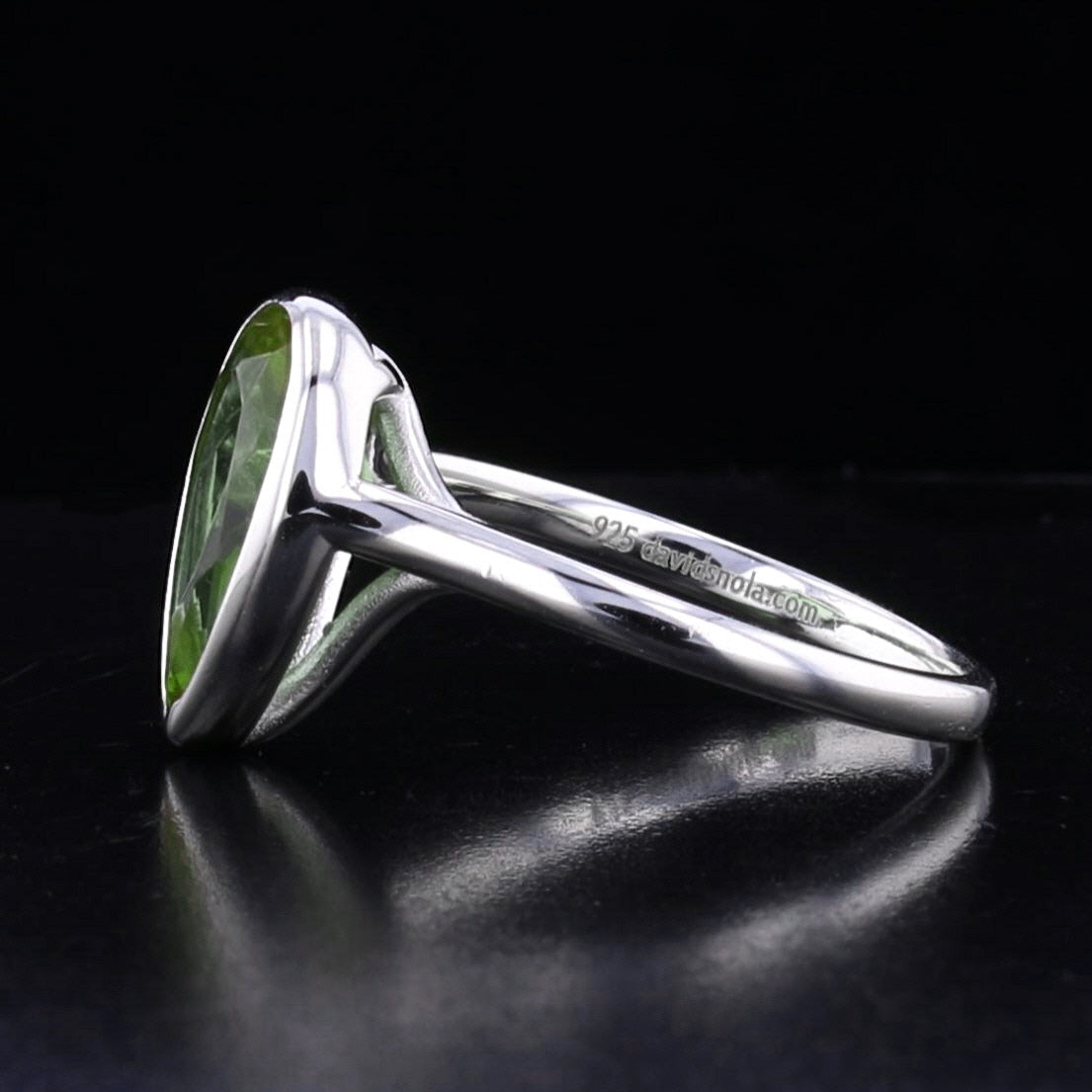 Sterling Silver Bezel VooDooStone Pear Shape Ring